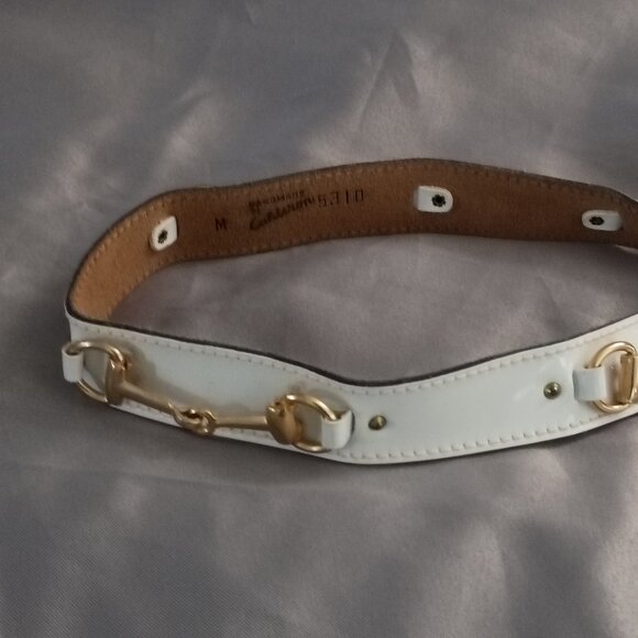 ❤️Womens CALDERON Handmade White Patent HORSEBIT BELT MEDIUM main image 6